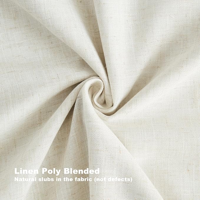 Vision Home Natural Pinch Pleated Full Blackout Curtains Linen Blended Room Darkening Window Curtains 102 inch for Living Room Bedroom Thermal Insulated Pinch Pleat Drapes with Hooks 40" Wx102 Lx2