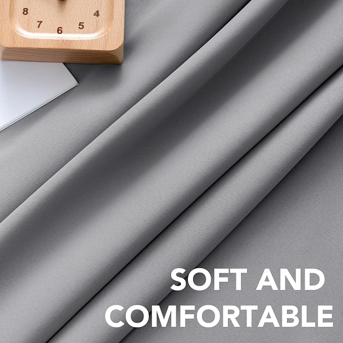 H.VERSAILTEX Blackout Curtains Thermal Insulated Window Treatment Panels Room Darkening Blackout Drapes for Living Room Back Tab/Rod Pocket Bedroom Draperies, 52 x 54 Inch, Grey, 2 Panels