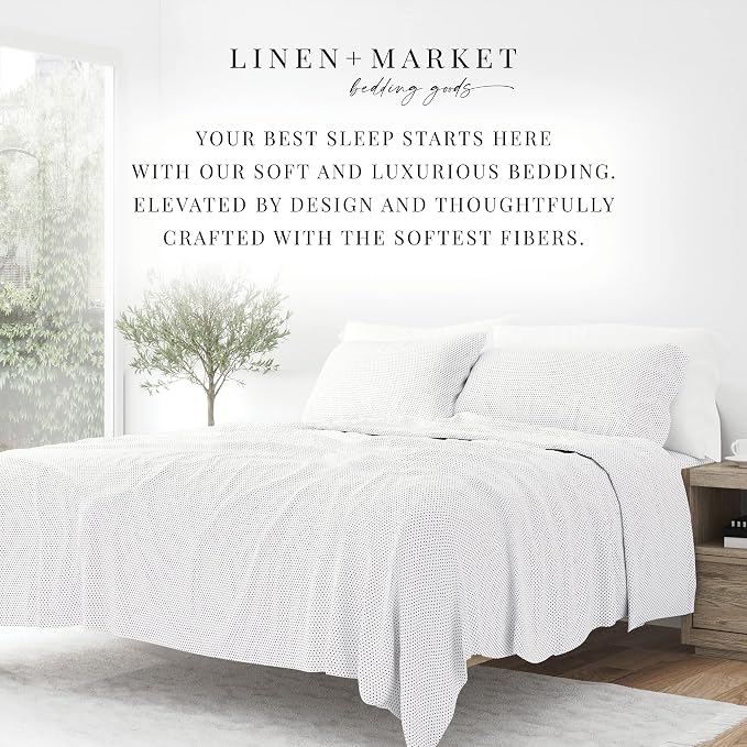 Linen Market Double-Brushed Patterned Microfiber Queen Sheet Set 4 Piece – Oeko-TEX Certified Ultra Soft & Wrinkle-Free - 16" Deep Pocket Sheets - Easy Care Queen Size - Stippled Gray