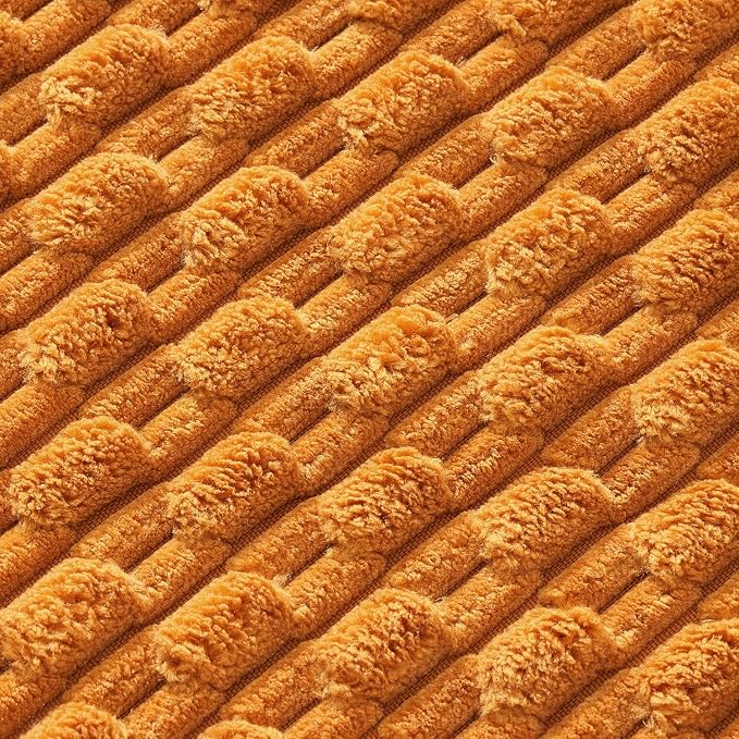 MIULEE Decorative Throw Pillow Covers 18x18 Fall Burnt Textured Corduroy | Orange Pack of 2 Striped Pillow Covers Modern Farmhouse Autumn Home Decor for Couch Bed Sofa Living Room