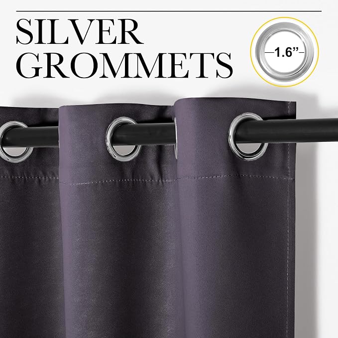 NICETOWN Blackout Curtains for Living Room 2 PCs 42" x 84" Greyish Purple | Thermal Insulated Long Drapes Panels for Large Window