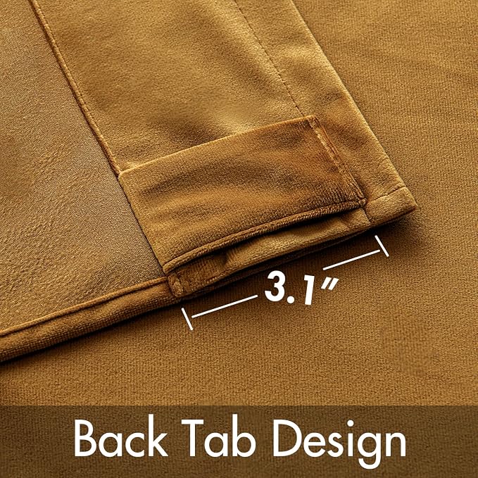 MIULEE Gold Velvet Curtains 52x96 inches Luxury Blackout Curtains | Thermal Insulated, Super Soft Window Drapes for Bedroom Living Room, Rod Pocket & Back Tab, Golden