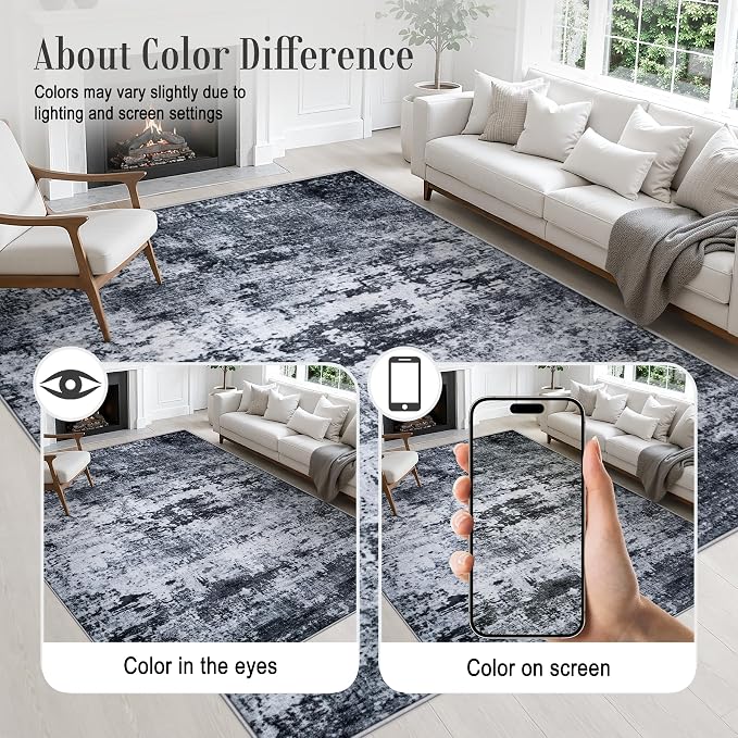 3x8 Washable Runner Rug：Modern Abstract Kitchen Carpet Black | For Hallway, Bedroom, Kitchen, Laundry, Bathroom,Door Mat,Modern Abstract,Machine washable,Non-Slip,Stain Resistant,Indoor