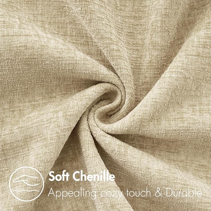 MIULEE Soft Chenille Throw Pillow Covers Beige 16x16 Inch Pack of 2 | Modern Home Decor, Classic Decorative Pillows, Solid Dyed Cases, Boho Couch Cushion Covers for Sofa Bed Living Room
