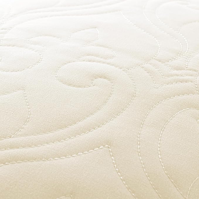 Merit Linens Classic Quilt Coverlet Soft Set in Damask Stitching - Twin/TwinXL Ivory
