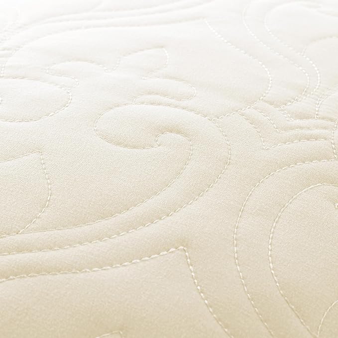Merit Linens Classic Quilt Coverlet Soft Set in Damask Stitching - Full/Queen Ivory