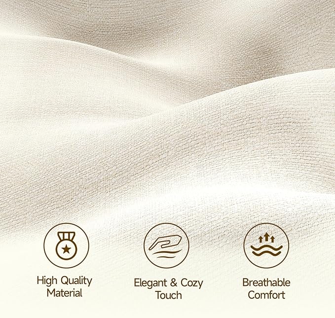 ONBRILL Queen Size Headboard with Storage, LED Light, Off White | Linen Vertical Wingback Headboard w/ Charging Station, Upholstered Head Board w/ High-Density Foam Padding, 2 Storage Pockets