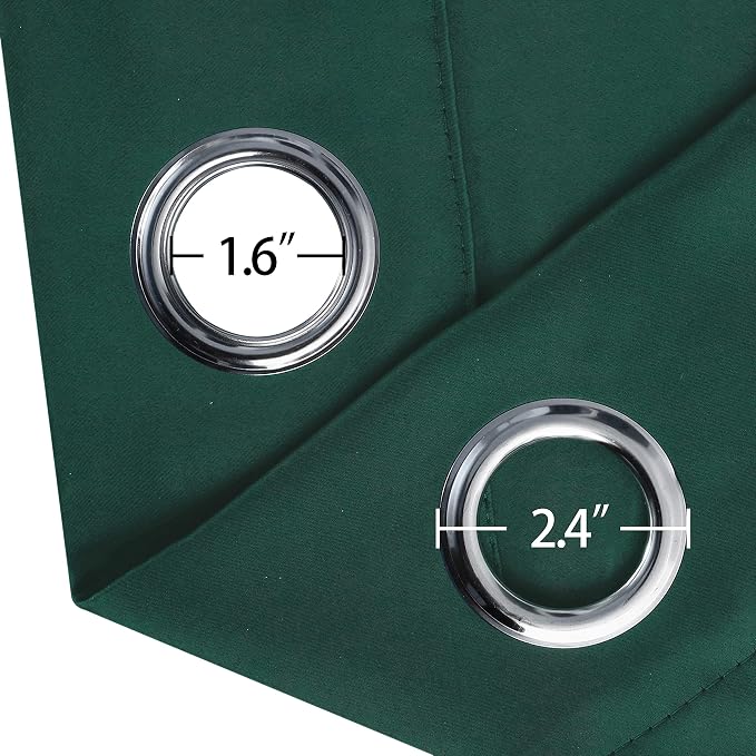 Dark Green Thermal Blackout Curtains/52 x 72 Inch/Set of 2 Panels Room Darkening Curtains for Bedroom