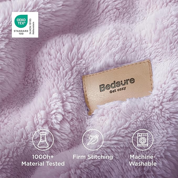 Bedsure 3D Fleece Bubble Blanket for Couch - GentleSoft Purple Throw Blanket for Sofa Bed Room Decor - Luxury Soft Cozy Gifts for Women, Lightweight, All Seasons, Light Purple, 50"×70"