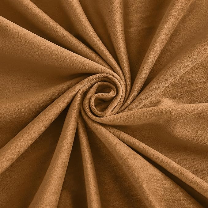 RYB HOME Velvet Curtains 120 inches Long, Extra Long High Ceiling Curtains | Thermal Insulated, Room Darkening, Luxury Decor for Villa Room Large Sliding Patior Door, Bronze, W52 x L120, 2 Panels