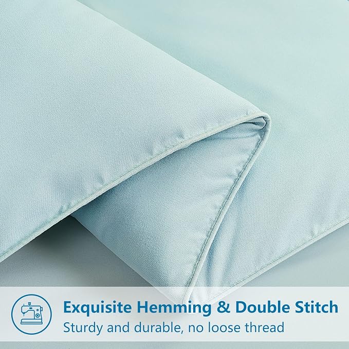 EASELAND Oversized Queen Down Alternative Comforter, Aqua, 98x98 | Quilted Duvet Insert for All Seasons, Soft Lightweight Bedding with Corner Tabs, Breathable Machine Washable Hotel Quality