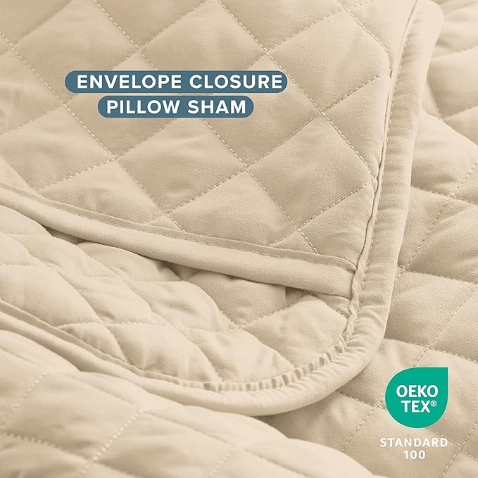 Bare Home Coverlet Set - Twin/Twin Extra Long - Lightweight Bed Decor - Comforter Alternative - All-Season Quilted Bedspread (Twin/Twin XL, Sand)