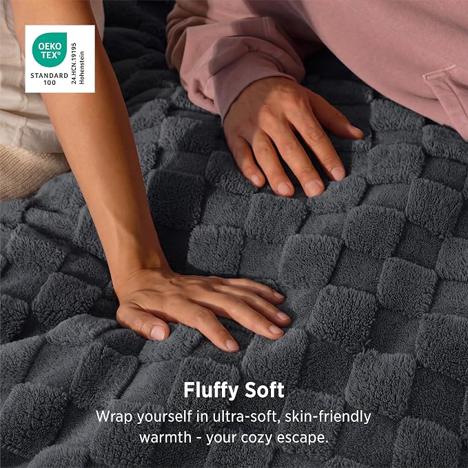 Bedsure GentleSoft Twin XL Blanket for Bed - Super Soft Cozy Fleece Blankets for Kids, Cute Throws for Girls, Dorm Room Essentials for Girls Teens Back to School, Dark Grey, 66x90 Inches