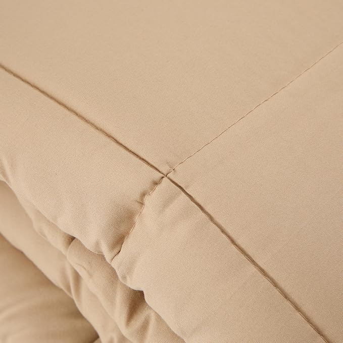 Sweet Home Collection 7 Piece Comforter Set Bag Solid Color All Season Soft Down Alternative Blanket & Luxurious Microfiber Bed Sheets, Taupe, Full