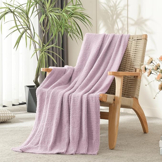 JOOJA Light Purple Throw Blanket, Soft Fluffy Fuzzy Knit Blanket for Couch Bed Sofa, Cozy Plush Warm Blanket for Bedroom Living Room, Spring Home Decor, 50x60 Inches
