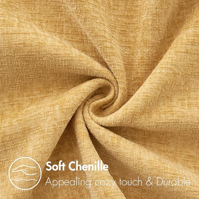MIULEE Soft Chenille Throw Pillow Covers Gold 16x16 Inch Pack of 2 | Modern Home Decor, Classic Decorative Pillows, Solid Dyed Cases, Boho Couch Cushion Covers for Sofa Bed Living Room
