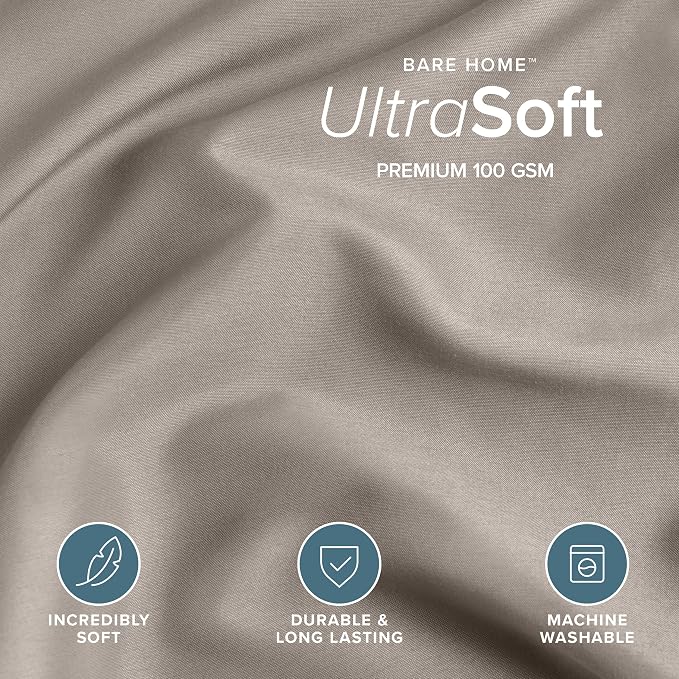 Bare Home Duvet Cover Set 1800 Ultra-Soft (Queen, Khaki) | Lightweight, Cooling, Breathable, Premium 1800 Ultra-Soft, All-Season
