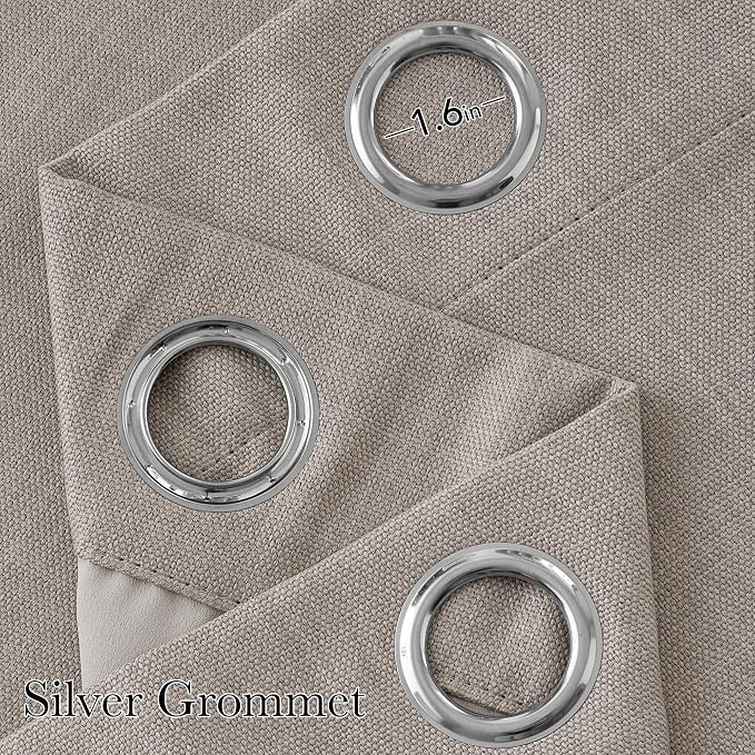 NICETOWN Faux Linen Angora Blackout Curtains 84 inches Long for Living Room | Privacy Panels, for Bedroom, Modern Farmhouse Style, Easy Care, Grommet Top, 2 Panels, W52 by L84