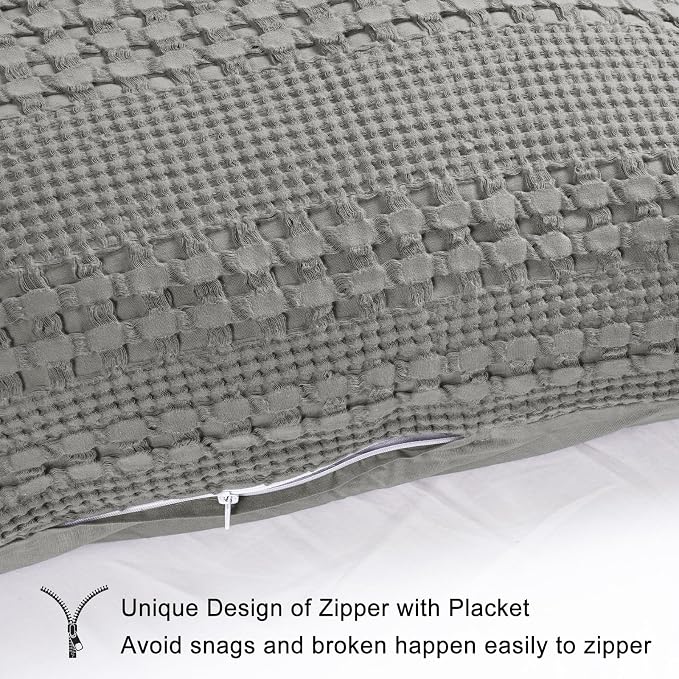 PHF 100% Cotton Waffle Body Pillowcase with Zipper, 1 Pack 20" x 54" Soft Skin-Friendly Pillow Sham, No Filling, Aesthetic Woven and Breathable Waffle Weave Body Pillow Cover for Bed, Dark Grey