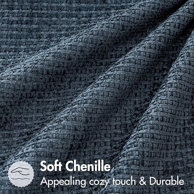 MIULEE Decorative Lumbar Throw Pillow Covers 12x20 Coastal Navy Blue 2 Pack | Modern Boho Accent, Soft Chenille Pillow Covers, Farmhouse Cushion Cases for Couch Bed Sofa Living Room Home Decor