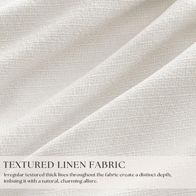 Ivory 100 Inch Pinch Pleated Blackout Linen Curtains for Bedroom 2 Panels | Memory Trained, 100% Black Out, Soundproof Room Darkening, Cream White Window Curtains, Double Layer, Pinch Pleat Drapes