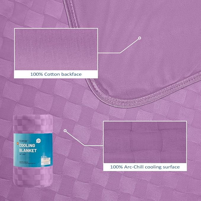 Topcee Cooling Blanket, Summer Cooling Blankets for Hot Sleepers, Arc-Chill Q-Max>0.5 Cool Fiber, Oeko-TEX 100% Certified, Soft, Breathable, Double-Side Bed Throw,Keep Cool for Adults Kids 90"x90"