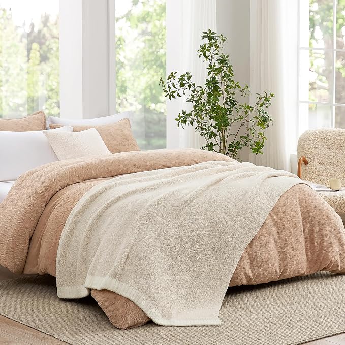 Snuggle Sac Buttery Ivory Bedding Blanket Twin Size 60x80, Super Soft Warm Cozy Knit Fuzzy Microfiber Blanket for Sofa, Bed, Living Room, Heather Ivory, 60x80 Inches