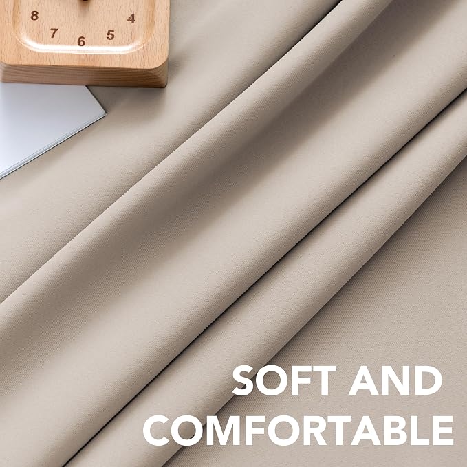 H.VERSAILTEX Blackout Curtains Thermal Insulated Window Treatment Panels Room Darkening Blackout Drapes for Living Room Back Tab/Rod Pocket Bedroom Draperies (2 Panels, Fog, 52 x 54 Inch)