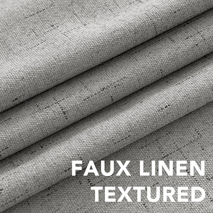 H.VERSAILTEX Blackout Curtains Linen Curtains 120 inches Long 100% Black Out Curtains for Bedroom Windows, Textured Linen Look Draperies Grommet with White Liner, 2 Panels, Dove Gray