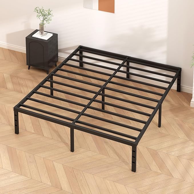 HLIPHA Metal Platform Bed Frame 14 Inch Tall,No Box Spring Needed,Full Size Bed with Heavy Duty Strong Support Slats,Easy to Assemble,Black
