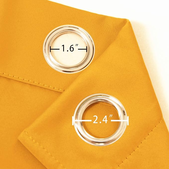 Yellow Thermal Blackout Curtains/52 x 72 Inch/Set of 2 Panels Room Darkening Curtains