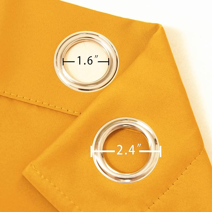Yellow Blackout Curtains 34 x 84 Inches Long/Set of 2 Curtain Panels/Thermal Insulated Room Darkening Blackout Curtains for Bedroom