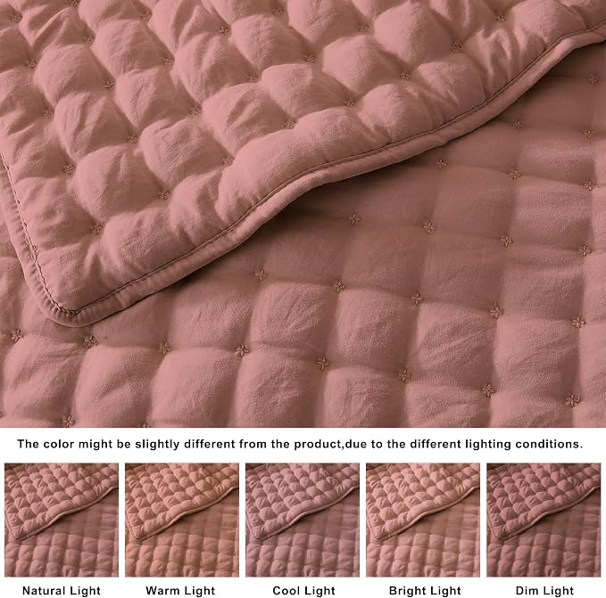 WDCOZY Twin Quit Size Bedding Sets with Pillow Sham, Lightweight Soft Bedspread Coverlet, Quilted Blanket Thin Comforter Bed Cover for All Season, 2 Pieces, 68x90 inches, Rose Red