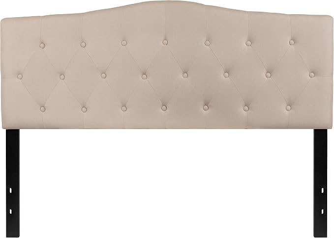 Flash Furniture Cambridge Tufted Upholstered Queen Size Headboard in Beige Fabric