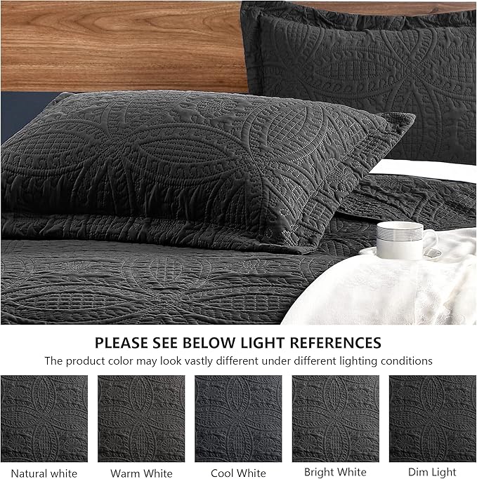 Love's cabin Twin Quilt Set Black Bedspreads - Soft Bed Fall Lightweight Bedspread Comforter - Modern Style Coin Pattern Coverlet for All Season - 2 Pieces (1 Quilt, 1 Pillow Sham)