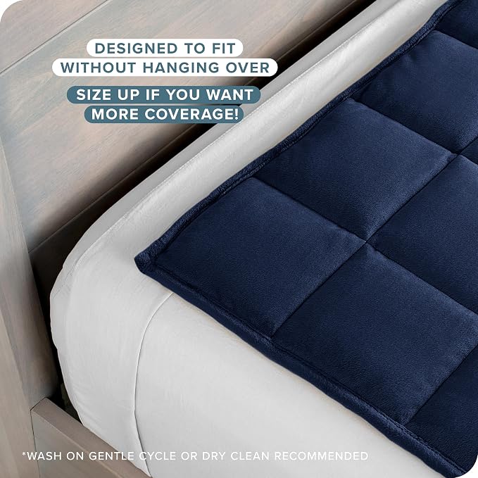 Bare Home Minky Fleece Weighted Blanket (Dark Blue, 40"x60" 10lbs) | Twin or Full Size, Minky Fleece, Premium Heavy Blanket Nontoxic Glass Beads