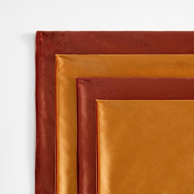 GIGIZAZA Pack of 4 Decorative Velvet Pillow Covers 18x18 Orange | Throw Pillows for Couch Sofa,280gsm Soft Textured Fabric,Modern Accent Pillowcases,Luxury Living Room Cushion Covers