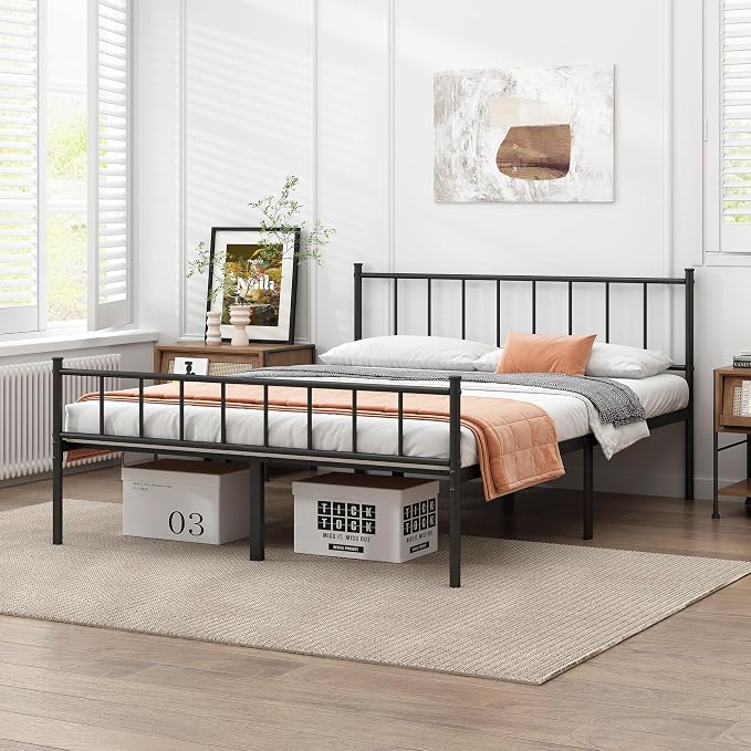 DIIYIV Cal King Metal Bed Frame,Steel Slat Support,Noise Free,Easy Assembly | Cal King Size Bed,Mattress Foundation,Underbed Storage,No Box Spring Needed