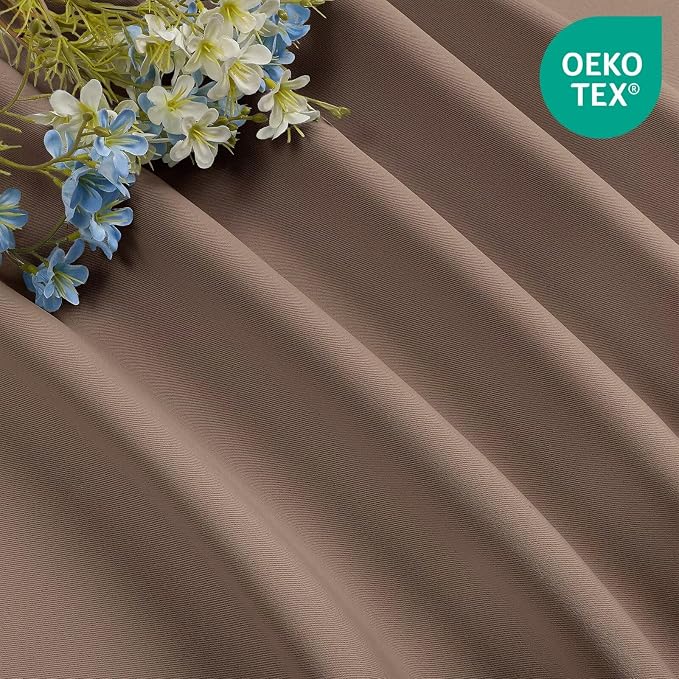 CUCRAF Khaki Blackout Curtains 90 inch Length 2 Panels Set, Rod Pocket Room Darkening Drapes for Bedroom Living Room, Insulated Thermal Light Blocking Window Curtain (W52 x L90 Inch)