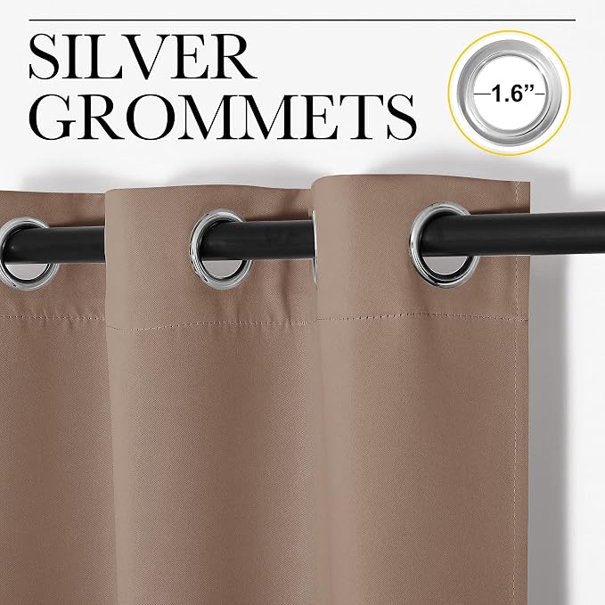 NICETOWN Blackout Window Curtains, Set of 2, 34 by 72-inch, Cappuccino | Window Treatment Thermal Insulated Solid Grommet Blackout Drapery Panels for Kitchen