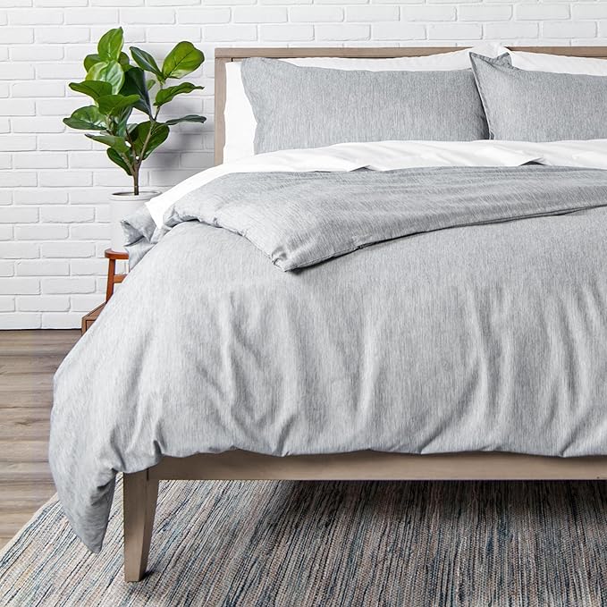 Bare Home Duvet Cover Set 1800 Ultra-Soft (Full, Heathered Pewter) | Lightweight, Cooling, Breathable, Premium 1800 Ultra-Soft, All-Season