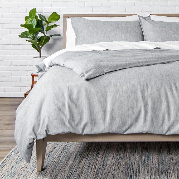 Bare Home Duvet Cover Set 1800 Ultra-Soft (Queen, Heathered Pewter) | Lightweight, Cooling, Breathable, Premium 1800 Ultra-Soft, All-Season