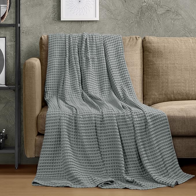 Utopia Bedding 100% Cotton Waffle Blanket Full Size Cool Grey, 90x84 Inch | Lightweight Breathable Cozy Summer Bed Blanket Home Decor Gift for Women and Men
