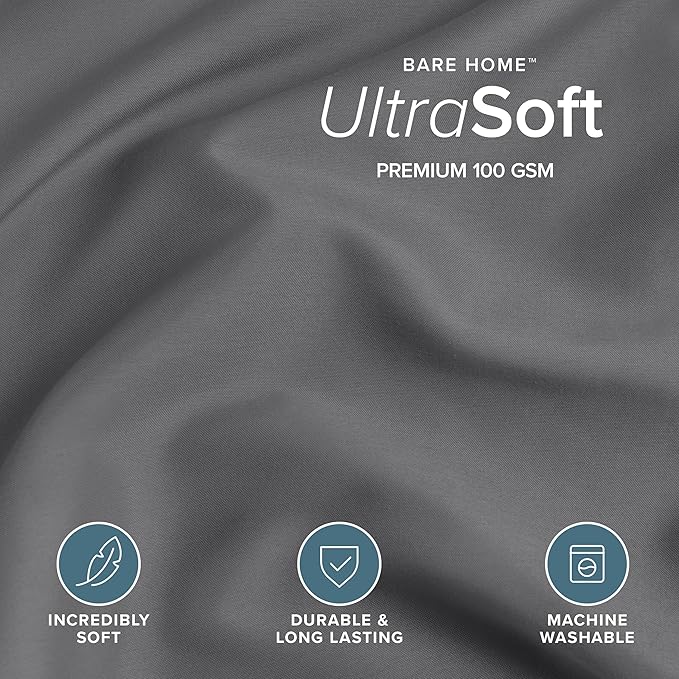 Bare Home Duvet Cover Set 1800 Ultra-Soft (Oversized King, Grey) | Lightweight, Cooling, Breathable, Premium 1800 Ultra-Soft, All-Season