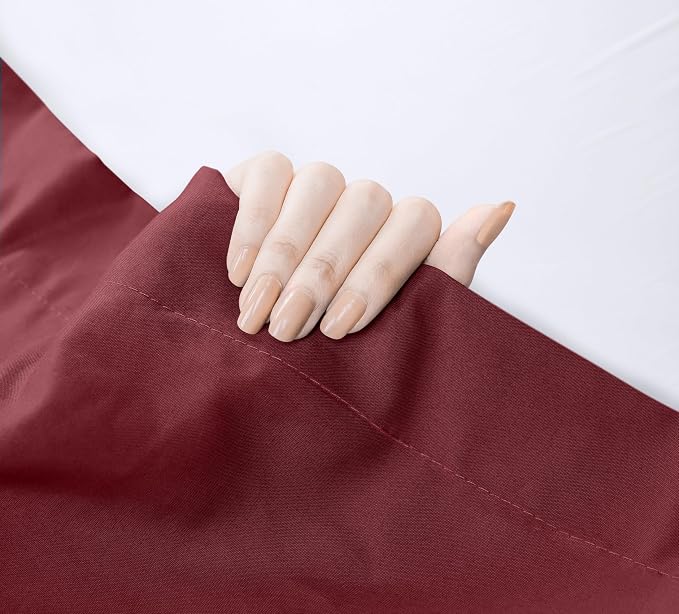 King Size Flat Sheet Only, Ultra Soft & Breathable Hotel Sheets, Burgundy | Hotel Bedding, Cooling Comfort, Smooth Feel, Wrinkle & Fade Resistant, Easy Care, Long-Lasting, Machine Washable, OEKO-TEX