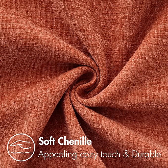MIULEE Soft Chenille Fall Lumbar Throw Pillow Covers Burnt Orange 12x20 | Pack of 2, Modern Fall Decor, Classic Decorative Pillows, Solid Dyed Cases, Couch Cushion Covers for Sofa Bed Living Room