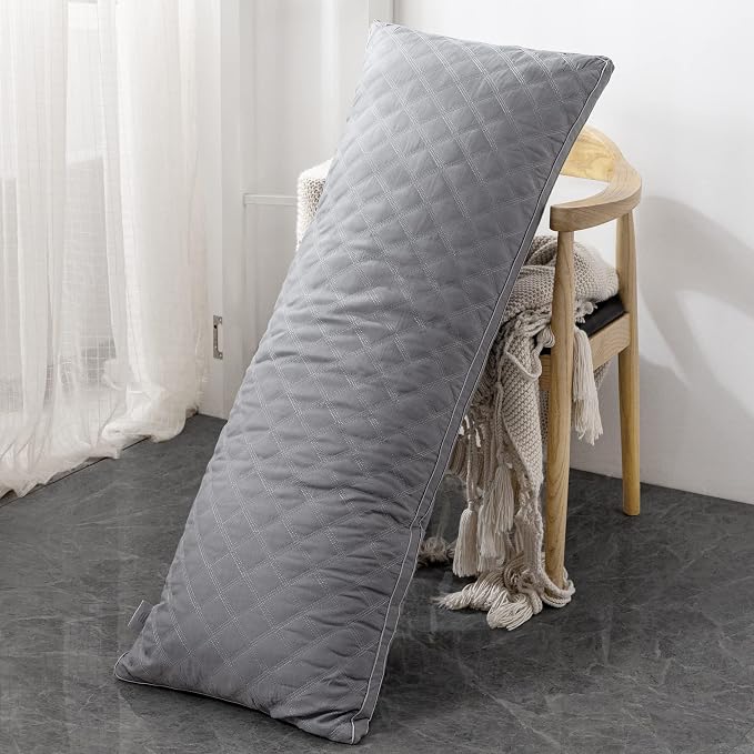 Leeden Body Pillow Insert 20 x 54 for Side Sleepers Grey Support | Soft polyester padding delivers full-body support for side sleepers, maternity rest, reading and daily relaxation.
