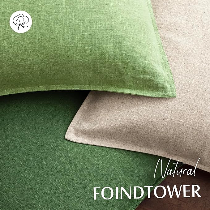 Foindtower Linen Solid Decorative Throw Pillow Covers 24x24 Inch Lime Green | Boho Farmhouse Morden Pillowcase,Pack of 2 Soft Accent Cushion Covers,Rustic Home Decor for Chair Couch Bedroom Living Room