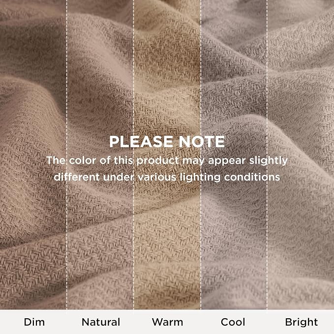 Bedsure GentleSoft 100% Cotton Blanket Twin XL Size for Bed - Cooling Breathable and Lightweight, Soft Cozy Textured Herringbone Woven Summer Blanket for College Dorm, Coffee Brown, 66x90 inches