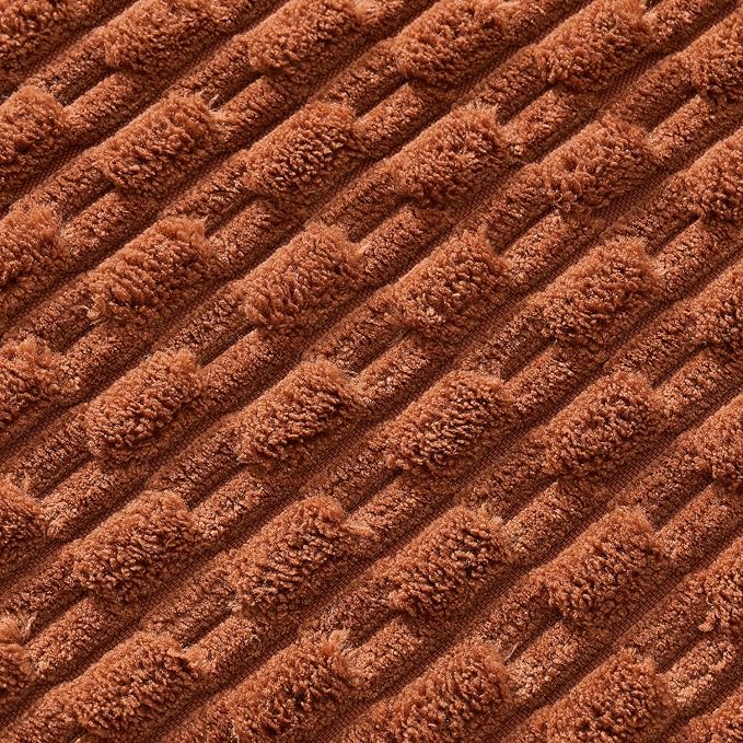 MIULEE Lumbar Fall Decorative Throw Pillow Covers 12x20 Burnt Corduroy | Terracotta Textured Striped Pack of 2 Striped Pillow Covers Modern Farmhouse Autumn Home Decor for Couch Bed Sofa Living Room